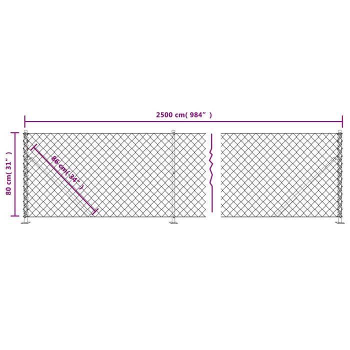 VidaXL Diamond Mesh Fence with Flange, Decorative Fence Panel, Mesh Fence, Protective Barrier 153944
