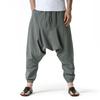 Men Cotton Linen Pants Harem Pants Baggy Casual Oversize Loose Joggers Wide Leg Pants Yoga Drop Crotch Trousers Hip Hop