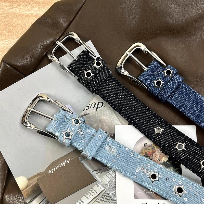Canvas Belts with Needle Buckle Leather Belts for Women ladies Trendy Simple Versatile Korean-Style Denim Waistband Decoration