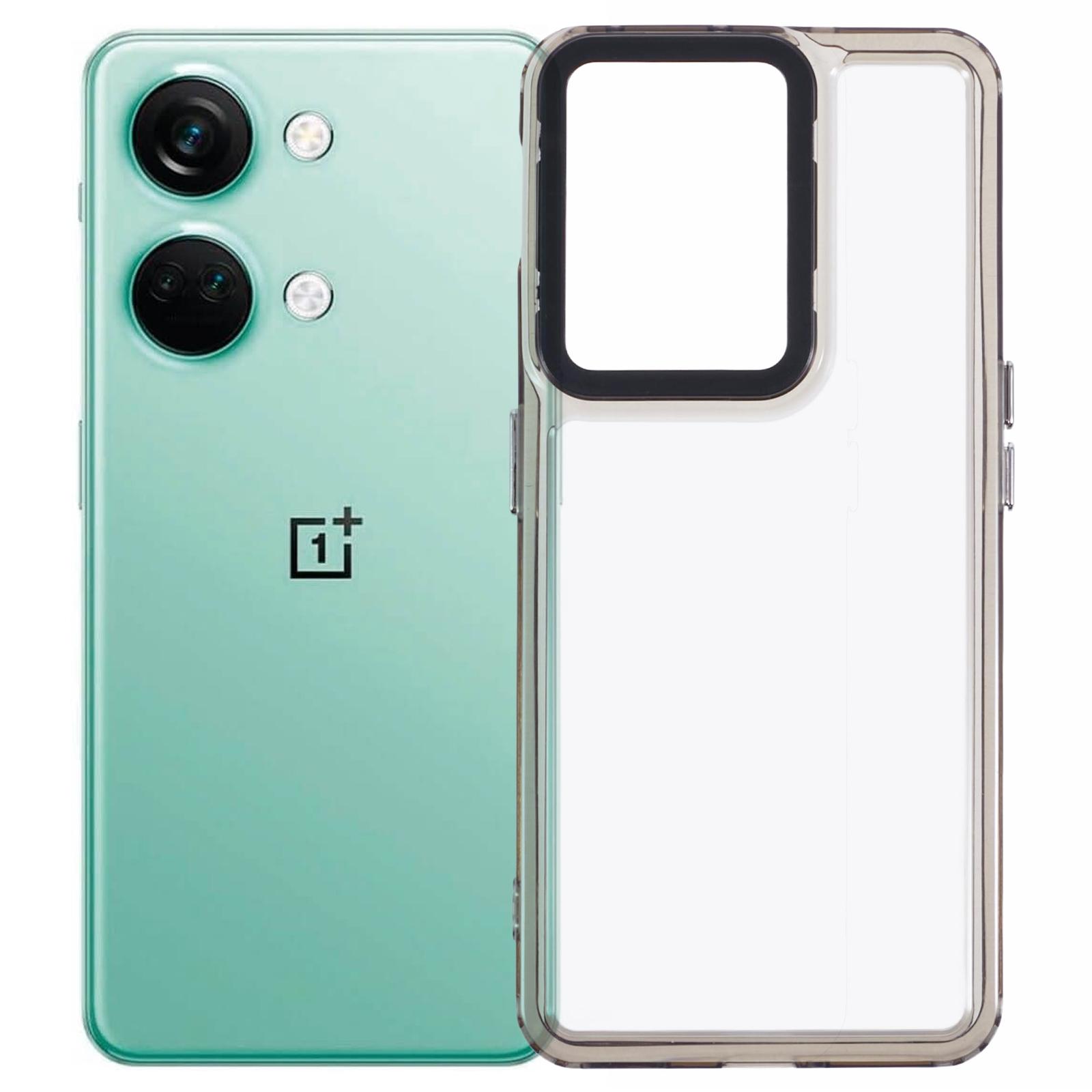 

For OnePlus Nord 3 5G Clear Phone Case PC+TPU Hybrid Back Cover Transparent Black