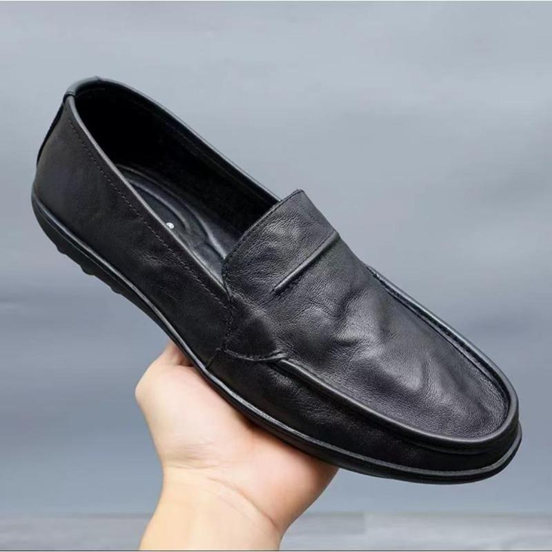 Lässige Lederschuhe Herren Sommer neu vielseitig Ein-Pedal weichsohlige Herren Doudou Lederschuhe faule Fahrschuhe Lederschuhe
