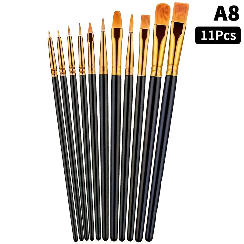 Detail Painting Brushes Set Professional Round Flat Nylon Hair Watercolor Paint Brush For Kid Students Artists Oil Painting Tool