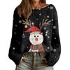 Women's Fashion Round Neck Long Sleeve Christmas Print Casual Pullover Sweater Top