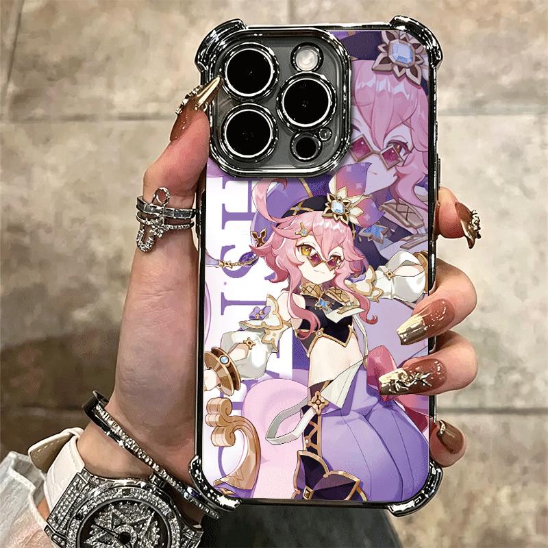 Genshin Impact Anime Beschichtetes Handyhülle Für Iphone 16 17 Pro Max Air 16E 14 15 Plus 12 13 Mini Anti-Fall Airbag Hülle