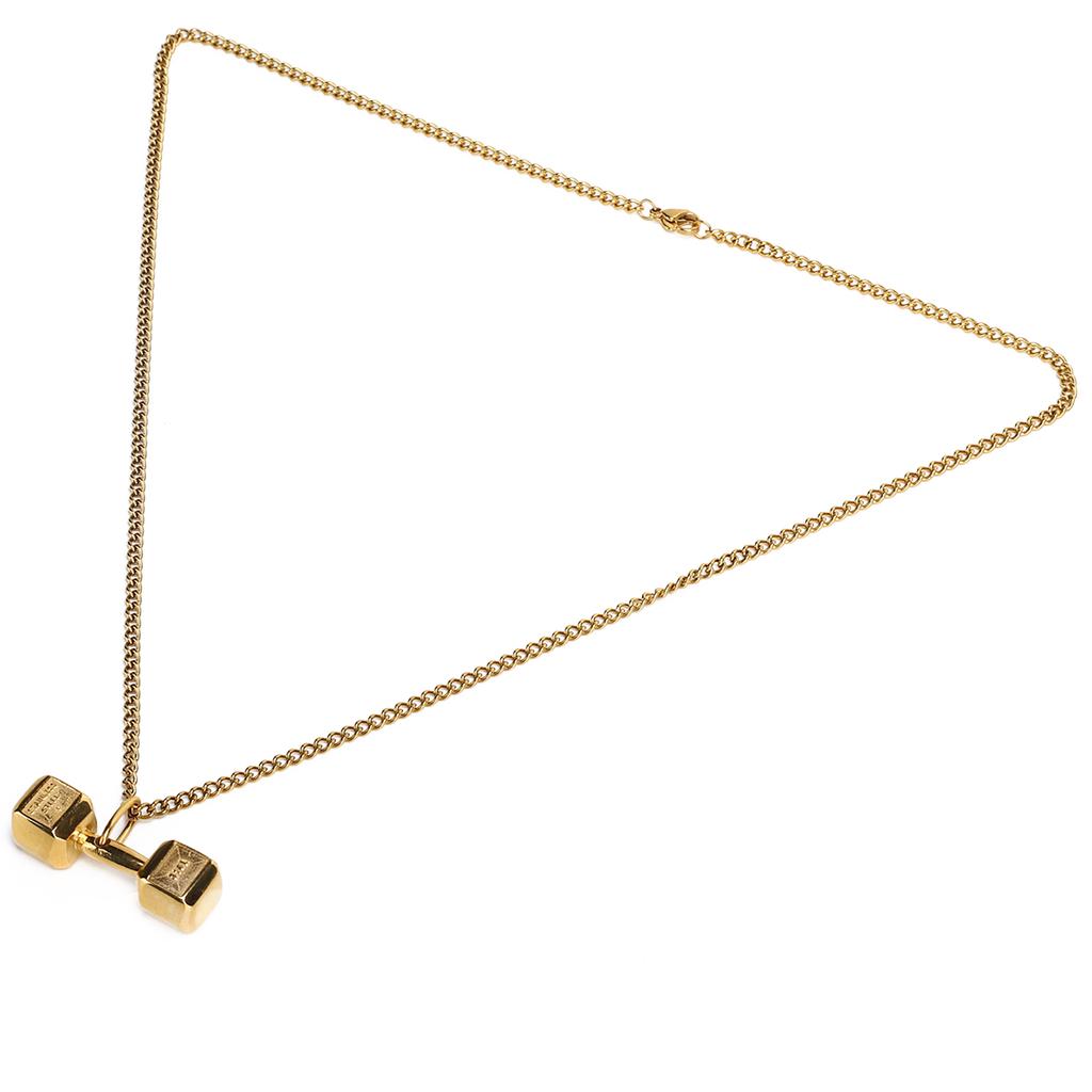 Dumbbell Pendant Necklace Unisex Fashionable Jewelry Necklace Gift Clothes AccessoryGold