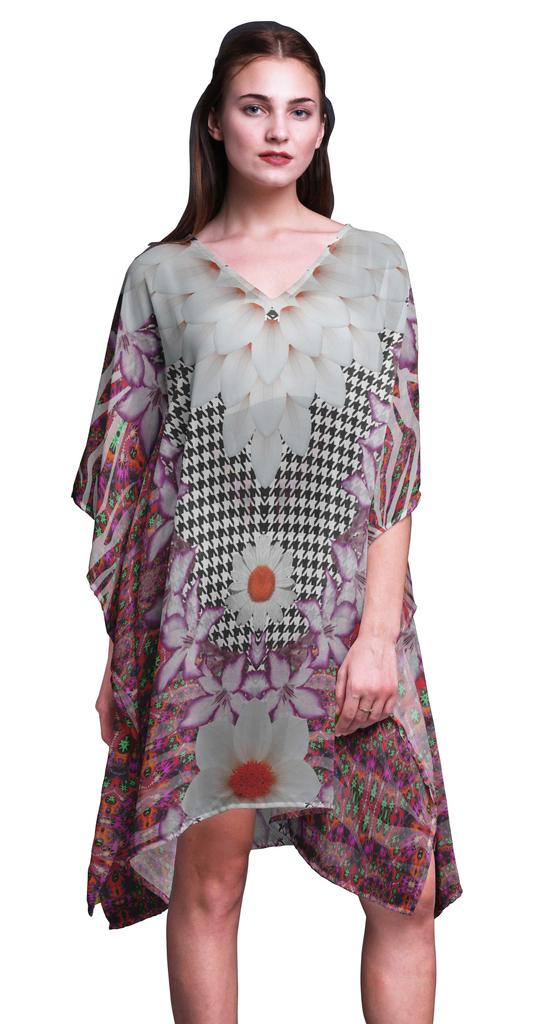 Phagun Short Caftan Midi Dress Beach Swimwear Cover up Womens Kaftan