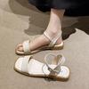 Sandals Women's Flats 2025 New Summer with Skirt Comfortable Soft Sole One Word with Open Toe Roman Beach Shoes