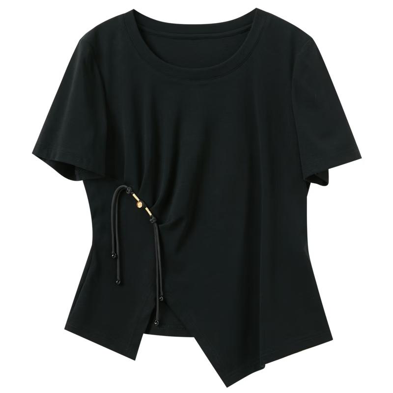

Sancai Plus Size Women s New Chinese Style Tie-Waist T-Shirt M