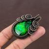 Grüner Labradorit Handgefertigter Kupferdraht Wickelanhänger Schmuck 2,28" w0j58