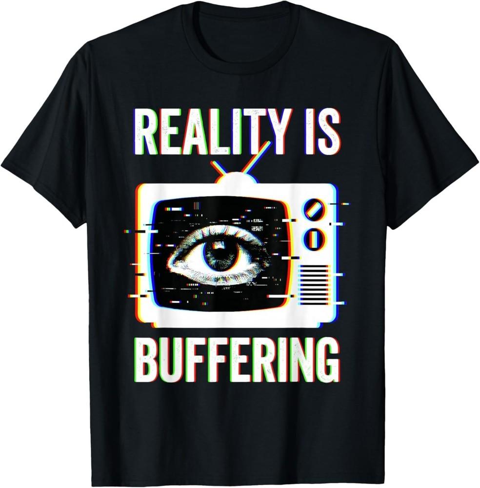 Weirdcore Reality is Buffering Glitch Dreamcore Eye and TV T-Shirt L