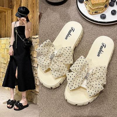 2024 Summer Outwear Fashion Outgoing Anti Slip Soft Bottom Bow High Beauty Beach Sandals for Women