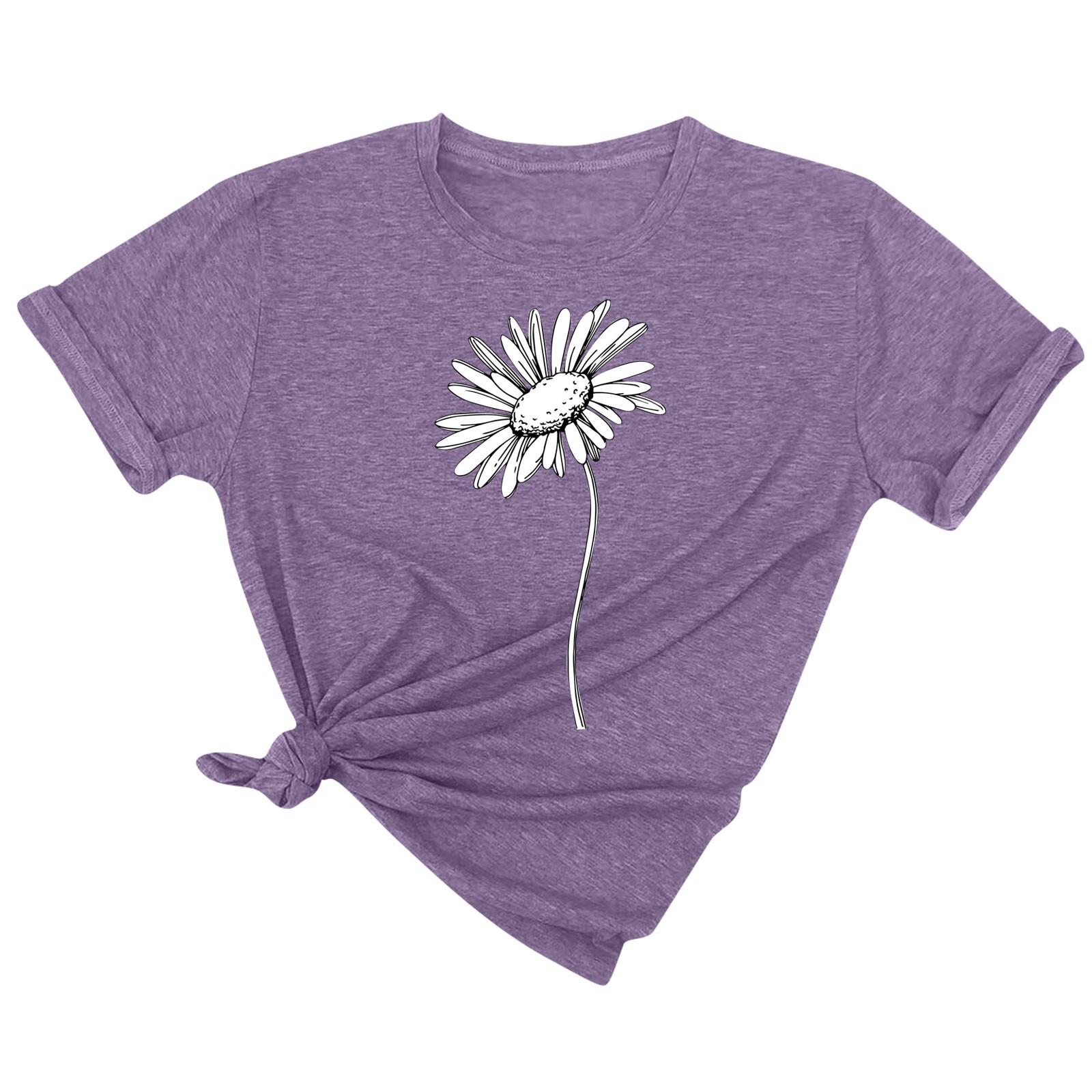 

Женская мода, повседневный пуловер с круглым вырезом и принтом, футболка с короткими рукавами, топ XXXL фиолетовый