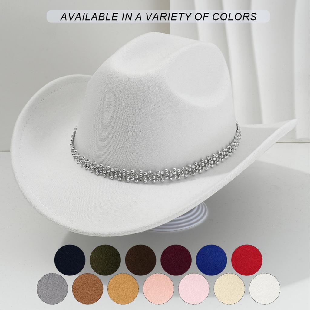 New cowboy hat top hat light luxury European gentleman's hat rhinestone accessories hat music festival party wear