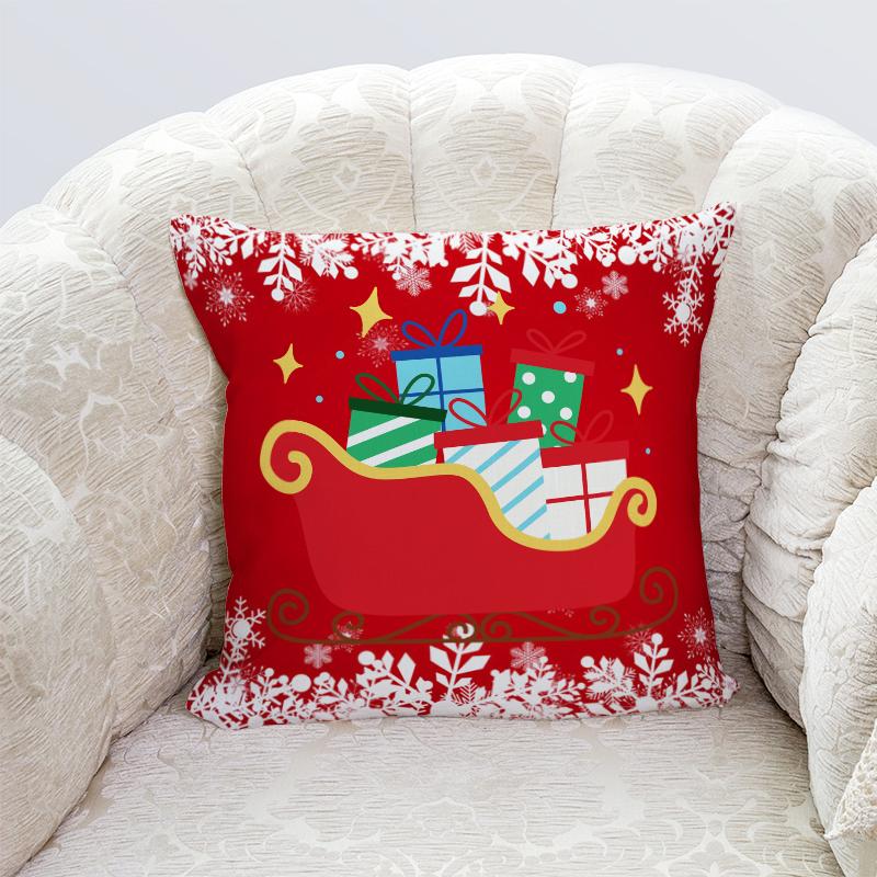 Happy New Year Christmas decorations printed cushion cover home living room sofa decoration pillowcase 45x45cm