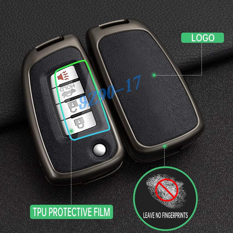 Metal Leather Car Key Fob Case Cover Keychain For Nissan Rogue Sport Qashqai J11 X-Trail T32 Kicks Juke
