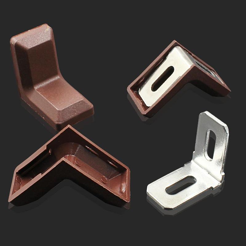 40pcs White Plastic Right Angle Bracket L Brackets, Metal 90 Degree Corner Brace Corner Support for Wood Shelf Chair Cabinet Bo