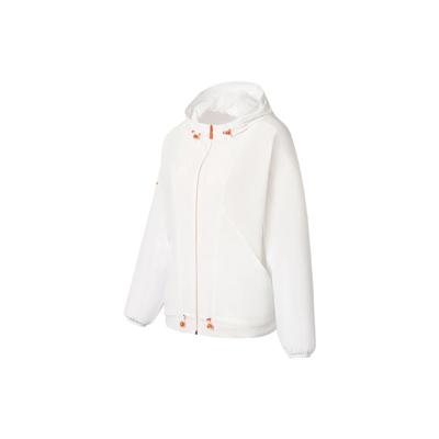 Li Ning Plain Color Zipper Hooded Windbreaker Jacket Women Outerwear White AFDS378-7