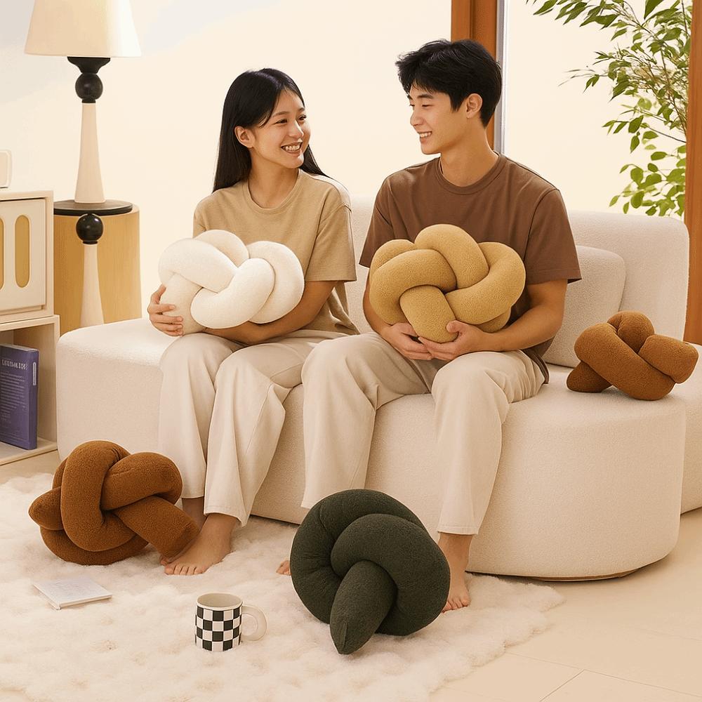 Skin-friendly Knotted Throw Pillow Modern Style Bolster Creative Lumbar Pillow  Office