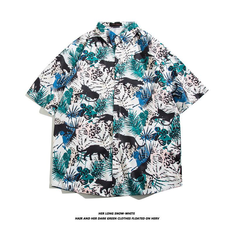 Fashion Men's Shirt  Beach Flower Print Hawaiian Shirts for Men Beach Casual Shirt Loose Men Shirts