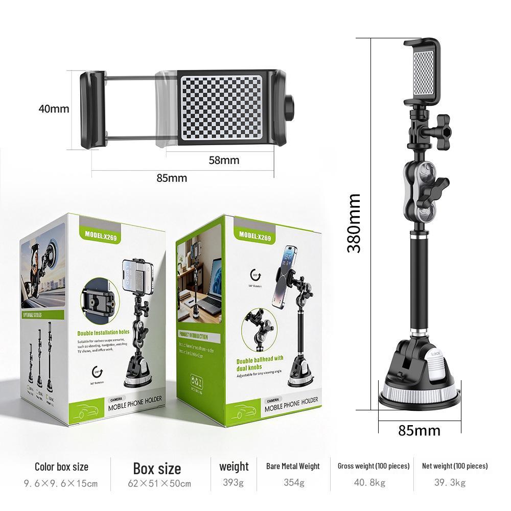 Multi-functional Car Phone Mount with Suction Cup for Camera and Navigation
