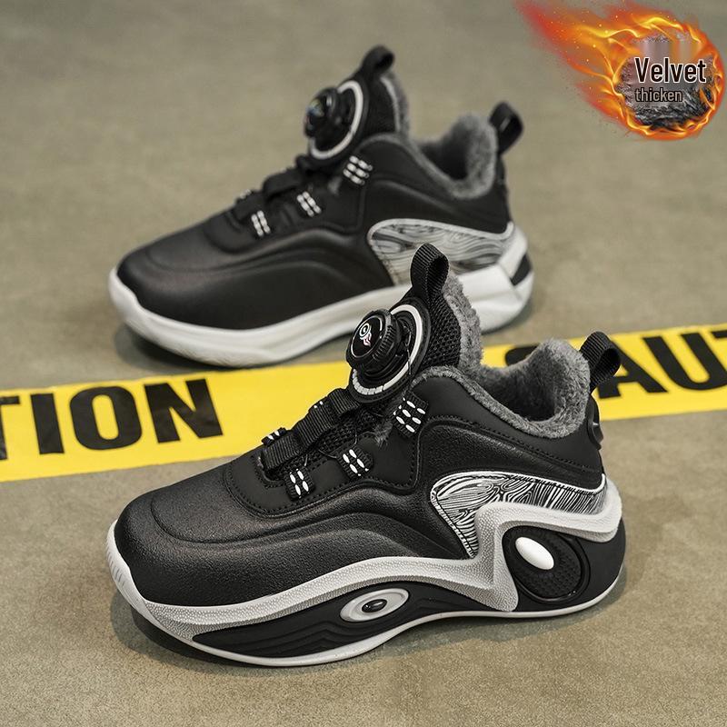 Chaussures de Basketball d'Hiver 2025 pour Garçons en Coton - Doublure en Velours, Antidérapantes, Résistantes à l'Usure, Chaudes, Chaussures de Sport pour Grands Enfants