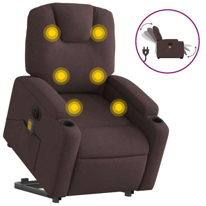 VidaXL Electric Massage Recliner Dark Brown Fabric 3204409