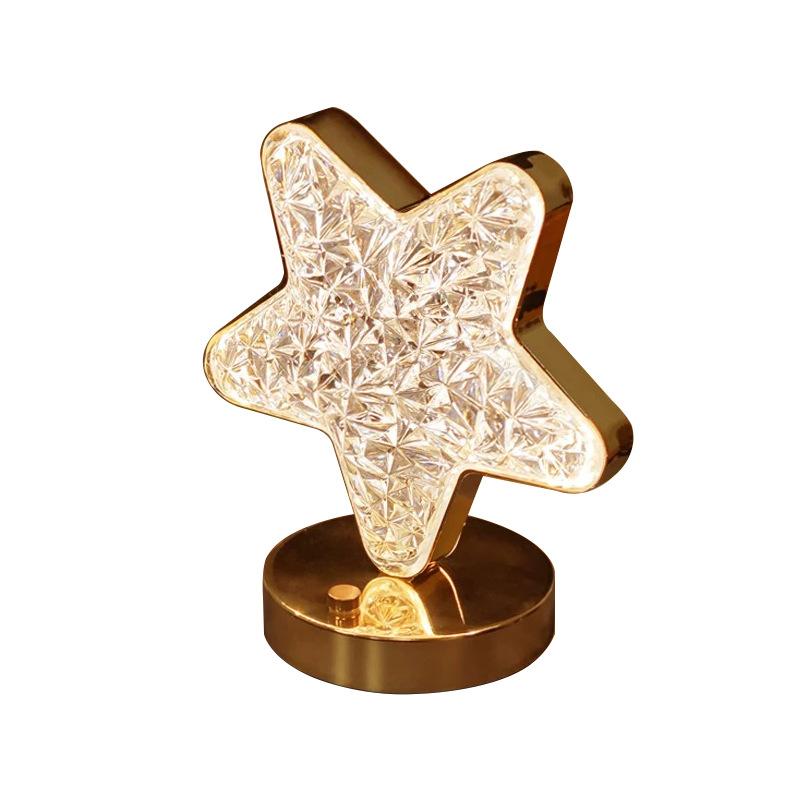 LED Night Light Star Moon Crystal  Atmosphere Light Bedroom Creative Bedlight Decorative Desk Lamp Rechargeable 3 Color Light