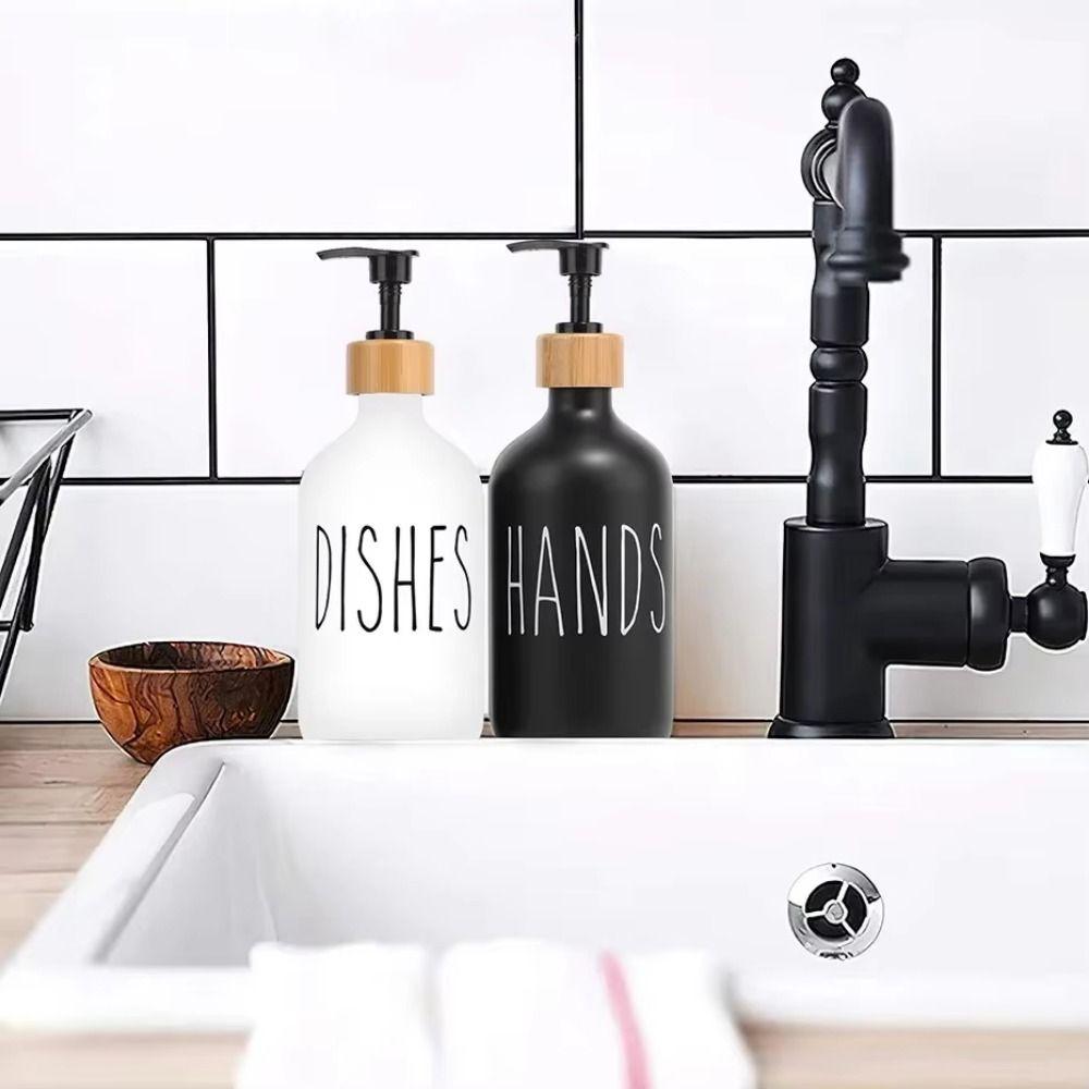 2Pcs Refillable Hand Dish Soap Dispenser Rust-Proof 475ML Soap Dispenser Bottle Anti-Rust Pump with Plate Lotion Pump Bottle