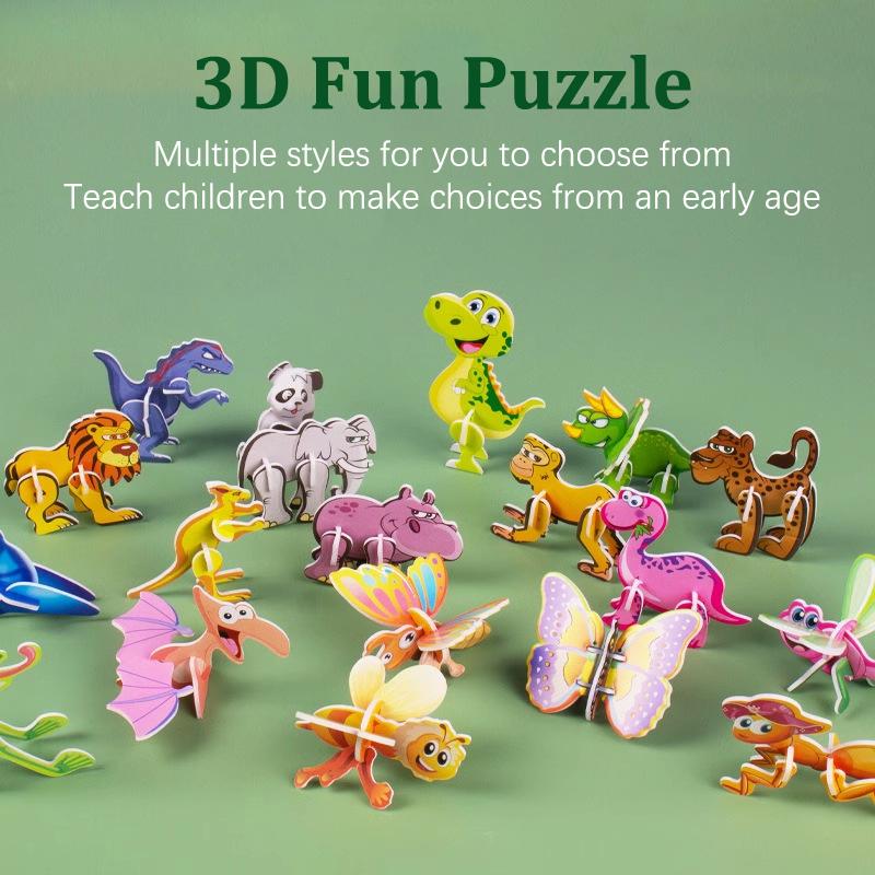 50 Pcs/Bag 3D Animals Foam Puzzle Educational Toys For Kids Birthday Party Favor Guest Gift Classroom Rewards Goodie Fillers
