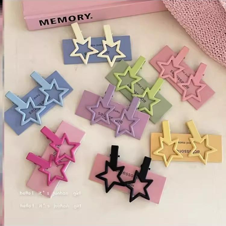 

Children s Candy Color Star Hair Clip for Girls - Sweet Side Bang Duckbill Hairpin.