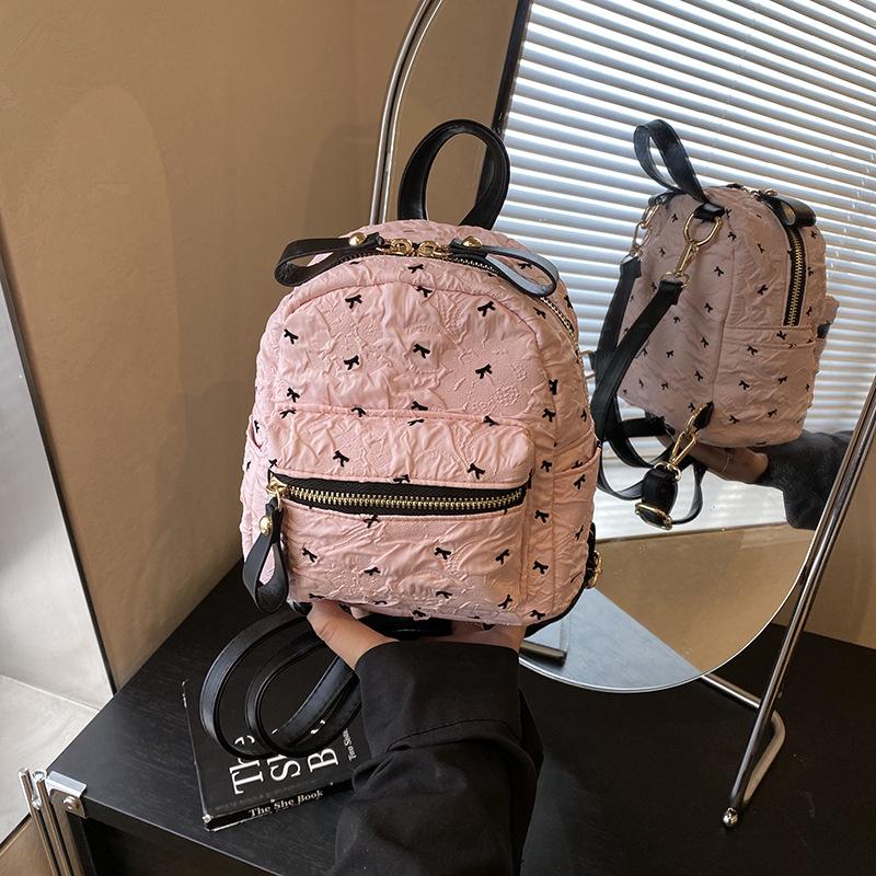 

Niche backpack bag women s summer new bow backpack large capacity travel bag schoolbag рожевий