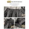 Women's High-Waisted Black & Gray Plaid Wide-Leg Pants - Slimming Casual Fit, Autumn/Winter Collection, Petite Size, Plus Velvet.