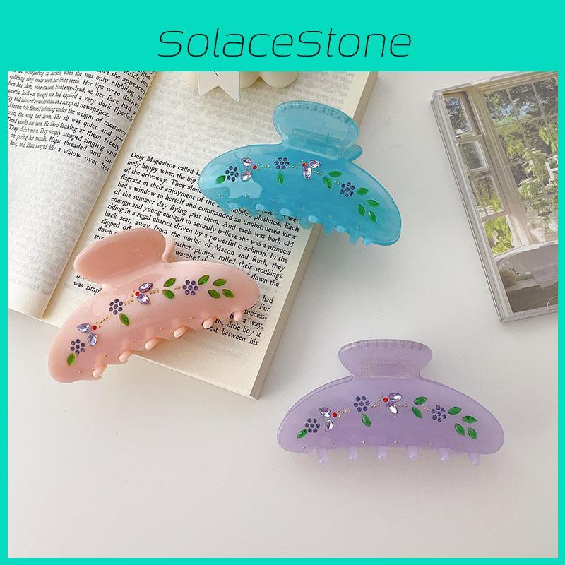 Chic Korean Inspired Large Hair Clip Featuring Jelly Blue Color And Leaf Accents For Women