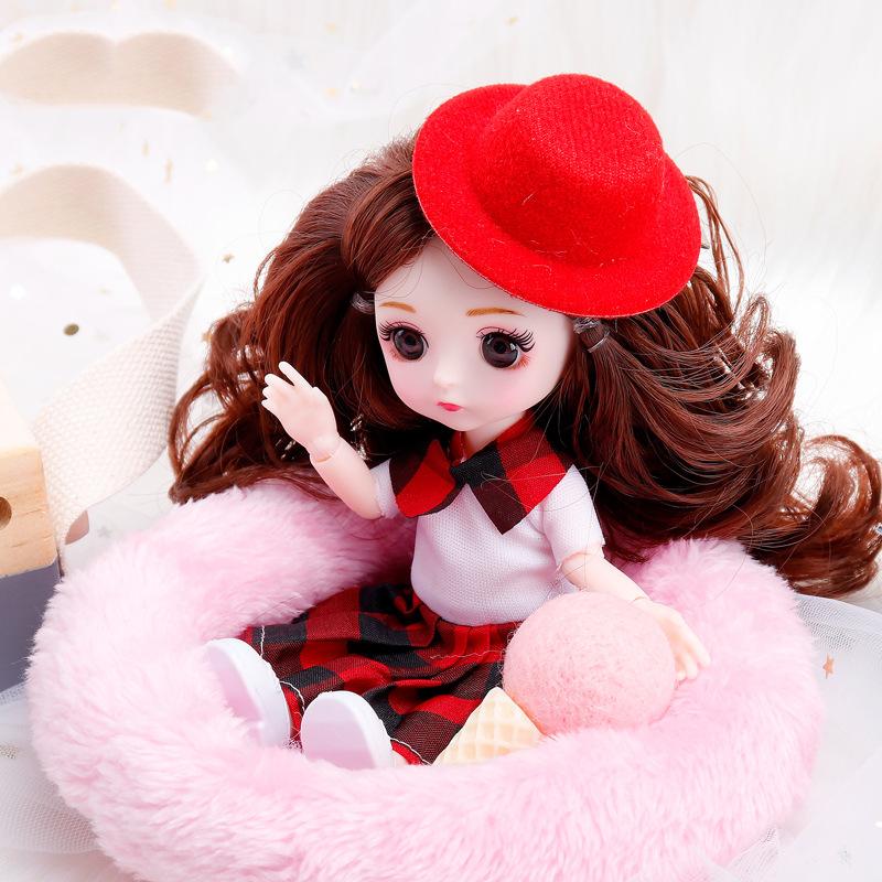 17CM Mini Movable 13Jointed Doll Girls Toy 3D Big Eyes BJD Princess Full Outfits Kjoler Collection Barnedukkegave