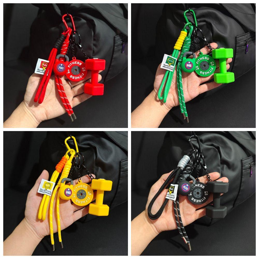 Barbell Plates Big Dumbbells Keychain D-shaped Buckle Fitness Series Pendant  Bodybuilder