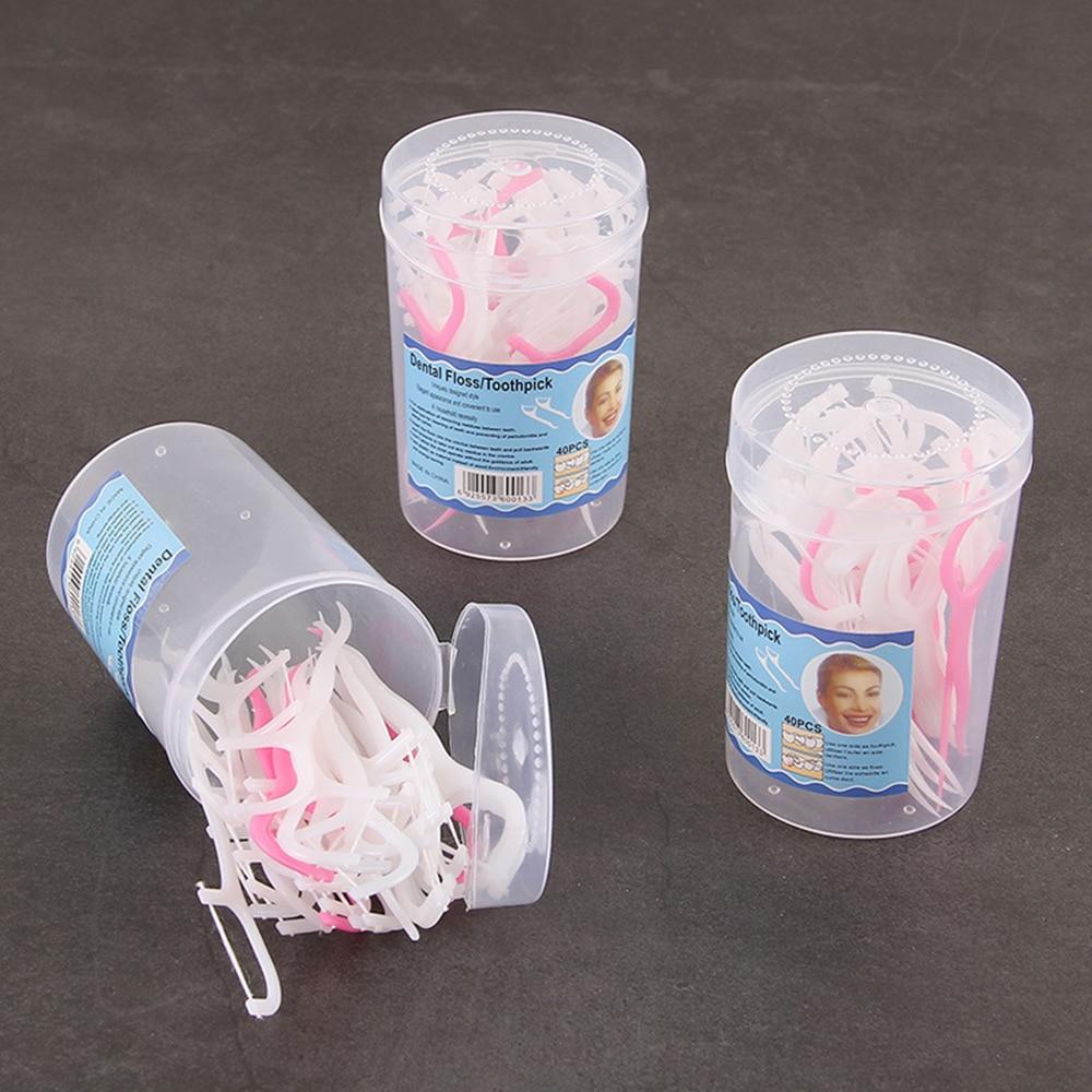 40pcs/box  Dental Floss Dental Cleaning Tooth Stick 7.5cm Floss Pick Interdental Brush Dental Flosser Teeth Cleansing Tools