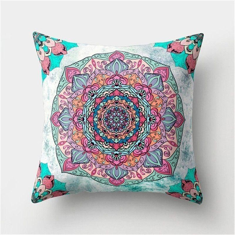 Elegant Boho Mandala Flower Square Cushion Cover For Stylish Home And Car Decoration