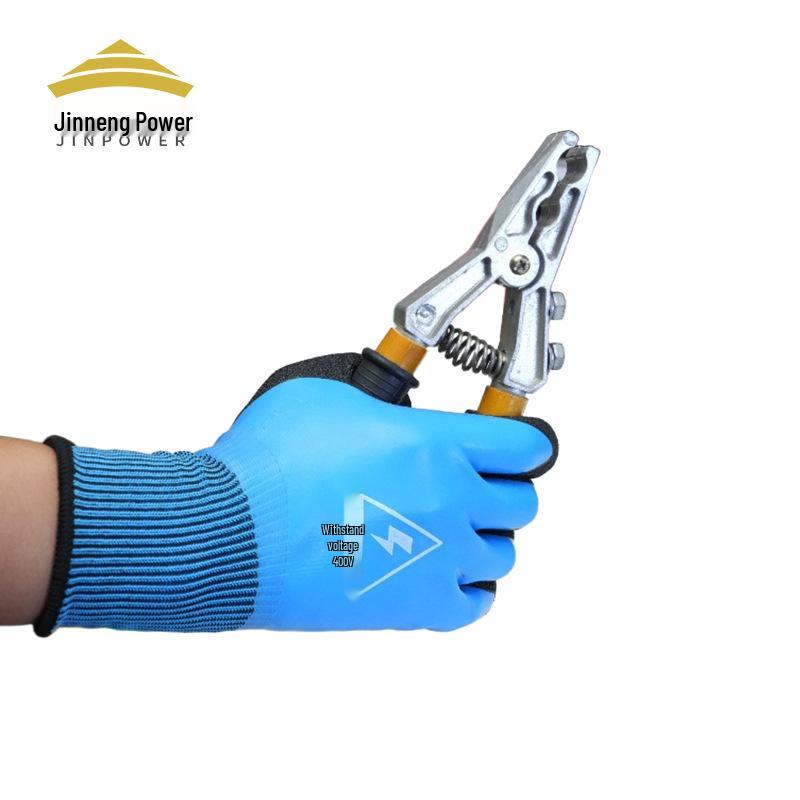 Jineng 400V Low Voltage Insulated Electrician Gloves - Anti-Shock, Full Dip Molded