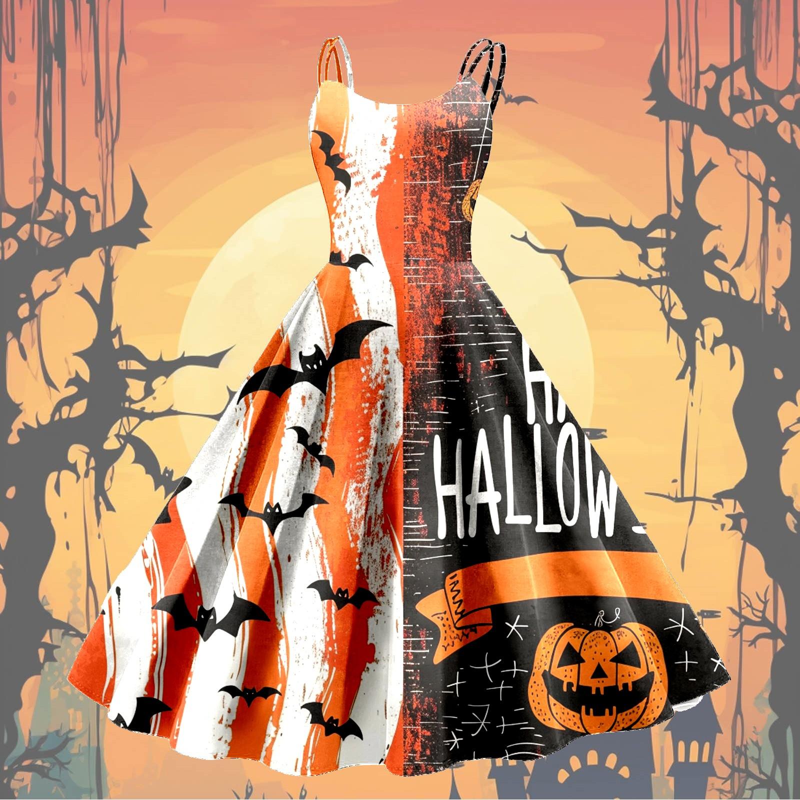 

Женское модное сексуальное коктейльное платье без бретелек с принтом на Хэллоуин в стиле панк, винтажное платье. L оранжевый