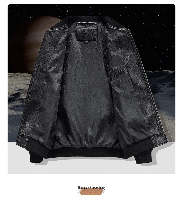 Men's Retro Loose-Fit Leather Jacket - Spring/Autumn Korean Casual Style Workwear Lapel Motorcycle Jacket