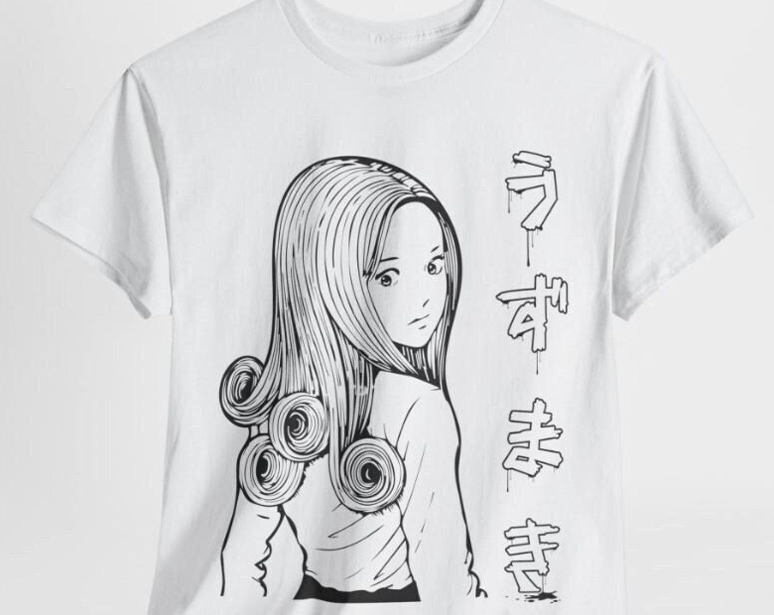 Unisex Horror Manga Creepy Girl T shirt, Dark Anime Gothic T shirt, Manga Gothic T shirt Inactive M