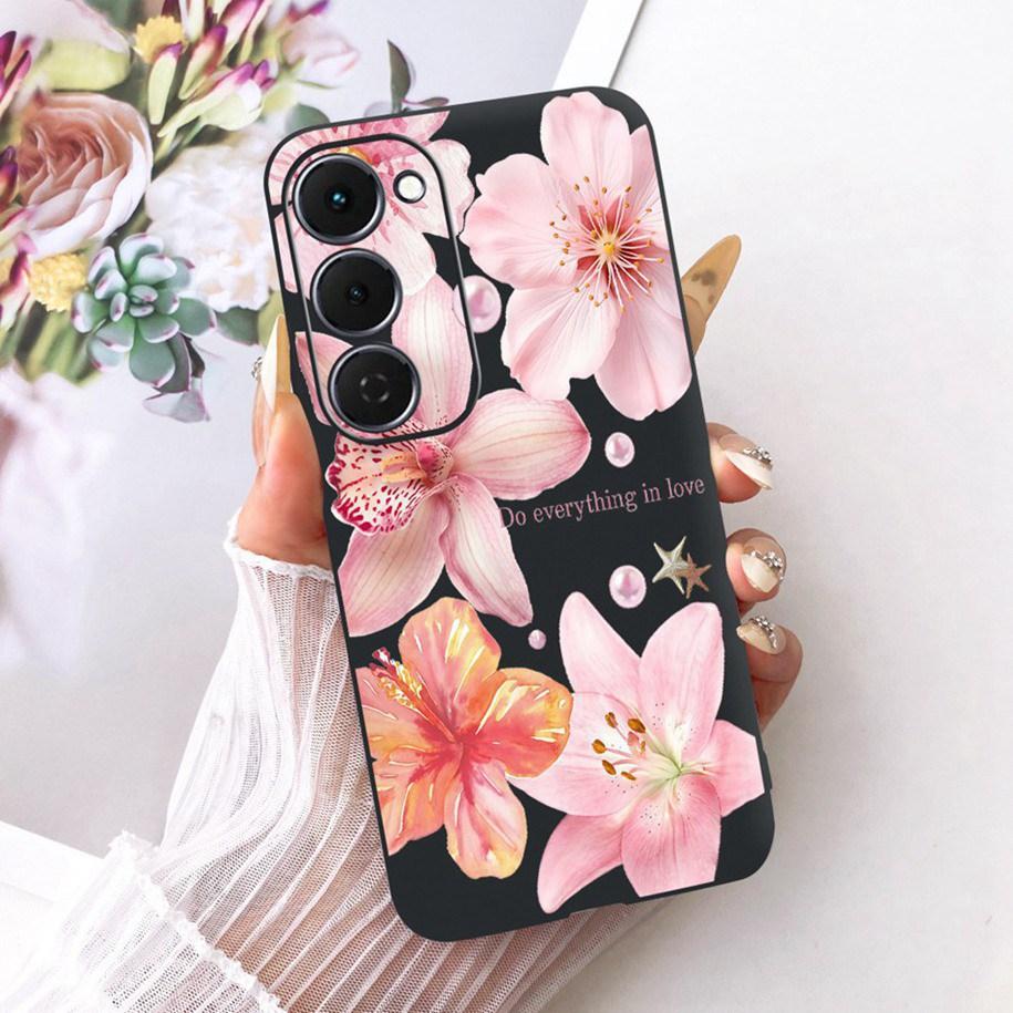 Case For Tecno Spark 40 Pro 40Pro+ 4G Cover Fashion Flower Phone Case Slim Black Silicone Soft Cover For Tecno Spark40 40C Shell