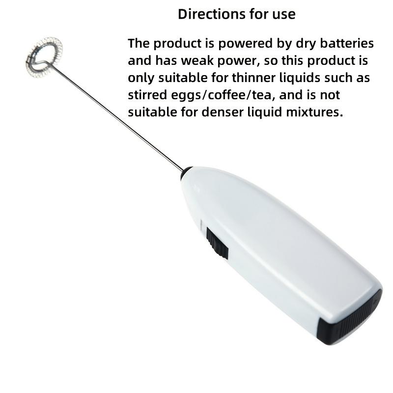 White Electric Egg Beater Coffee Frother, Household Kitchen Mini Stainless Steel Milk Tea Mixer