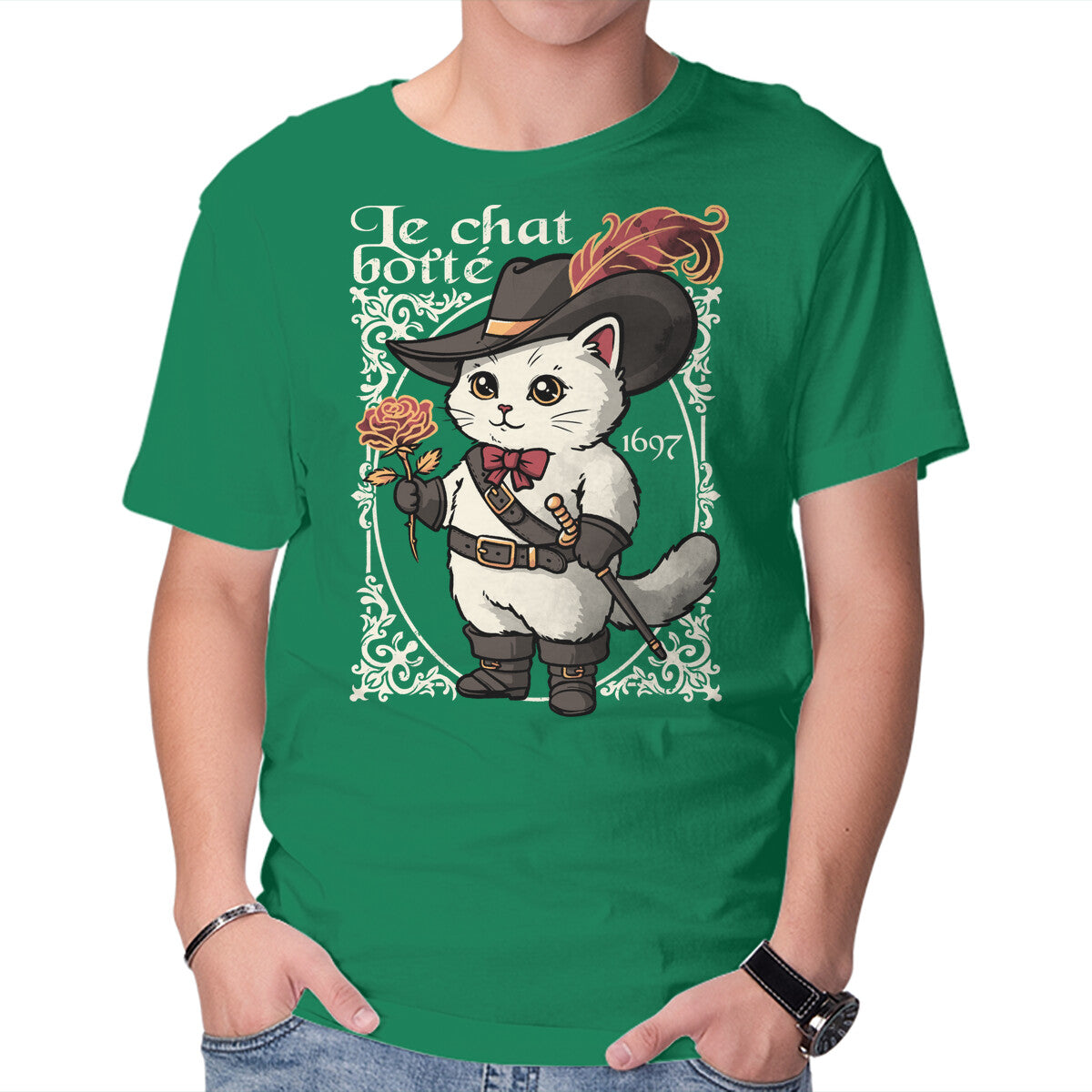 Unisex Crew Neck T-Shirt Puss In Boots Tale Graphic Short Sleeve Casual Tee S