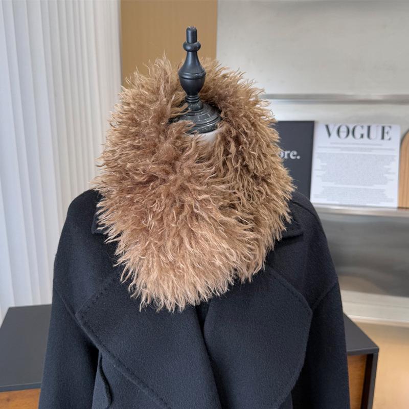 Women's Faux Fur Double-Sided Wool Neck Gaiter - Thickened Warm Winter Scarf