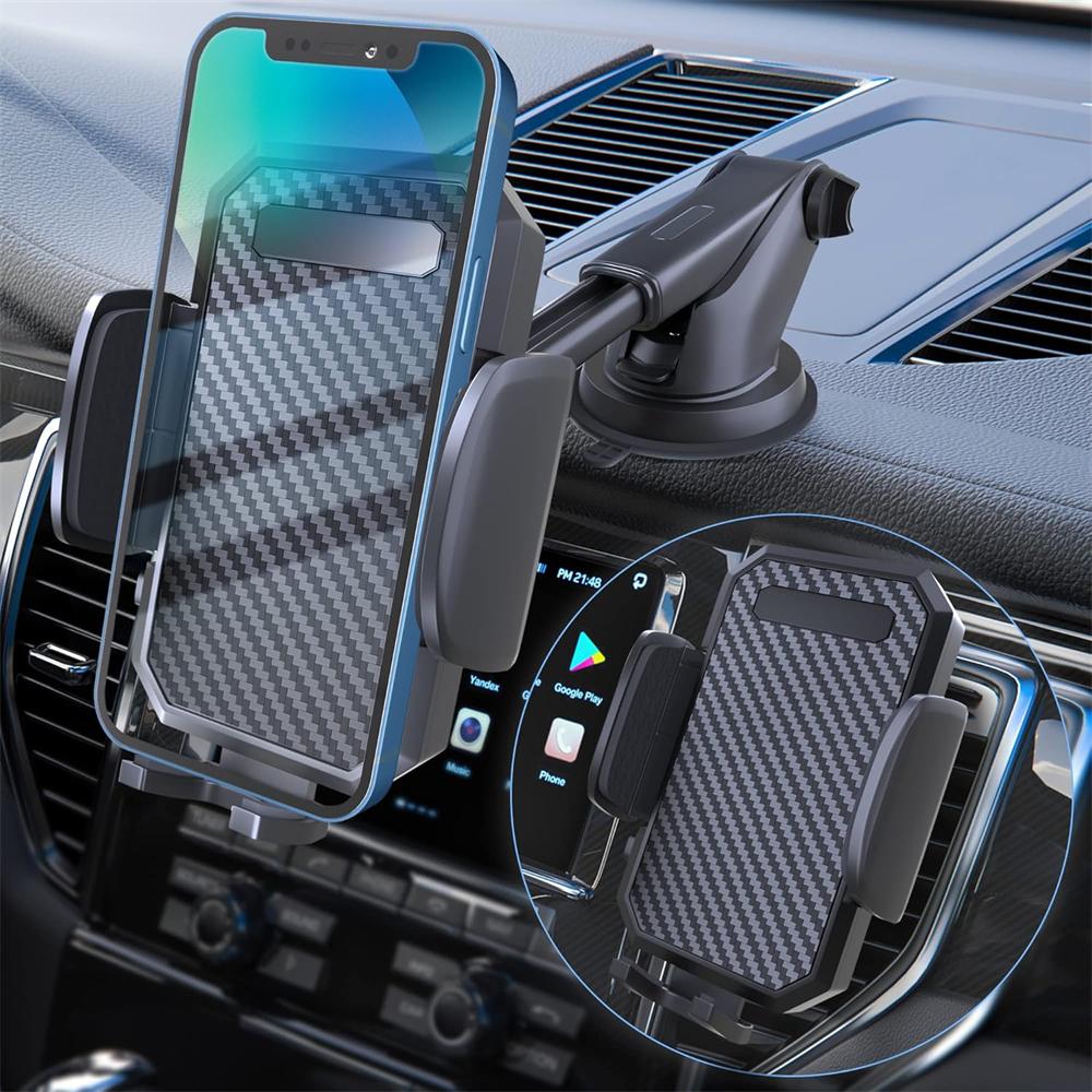 Phone Mount for Car, 3in1 Long Arm Suction Cup Holder Universal Cell Phone Holder Mount Dashboard Windshield Vent Compatible with All Smartphones