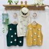 327 Autumn Japanese Sweet Handmade 3D Flower Loose Knit College Vest