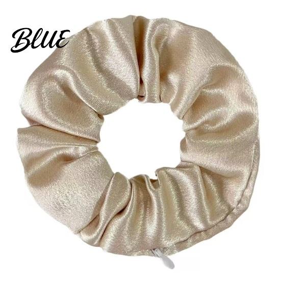 Cloth Hair Ties with Zipper Pocket Scrunchies Hidden for Women, Elastic Tie Convenient Gym Small Items Keys And Coins, Satin Accessories Daily