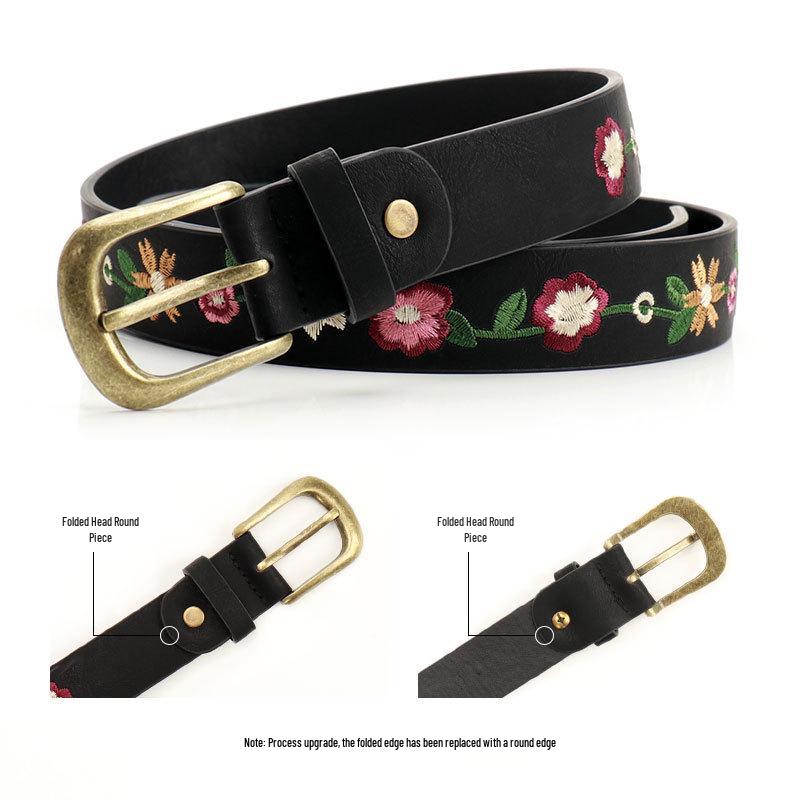 Embroidered Floral Women's Retro Belt - Classical Chinese Style for All-Match Skirts