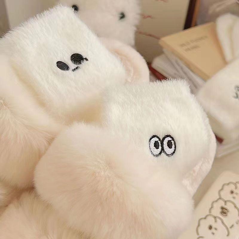 White Funny Expressions Socks for Women Autumn Winter Warm Mink Sleeping Home Socks EMA
